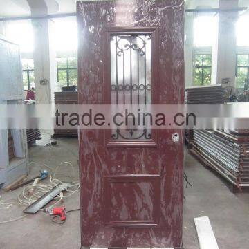 Italy design front door, steel security door with multi lock, Brown powder coated. exterior door. Made in China