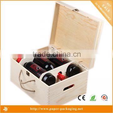 Wholesale Custom new product packaging 6 bottle wooden wine packaging box with handle