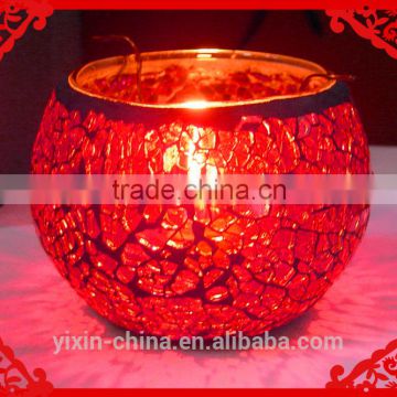 2016 new design round shape mosaic glass candle holder With colorful Glasses