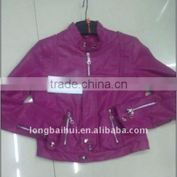 latest ladies PU jacket stock with cheap price