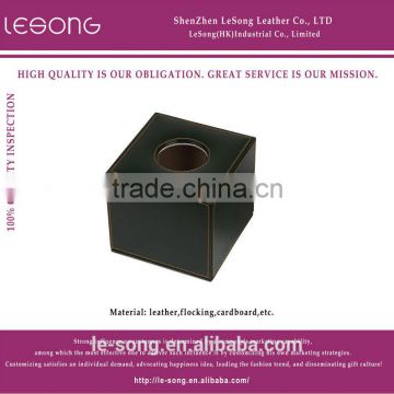 High Quality Square Green PU Leather Tissue Box For Home And Office