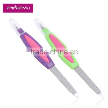 2016 hot sale Stainless Steel Nail File Cuticle Pushers Double Use Nail buffer