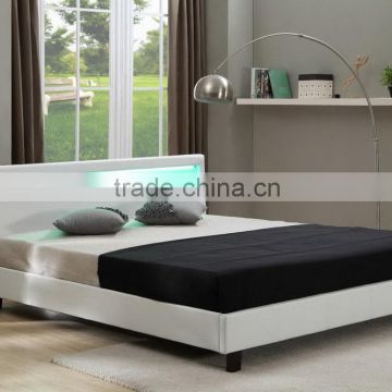 Modern design leather bed with LED