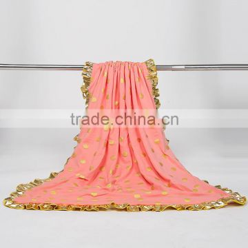 Wholesale Latest cotton blanket china factory deep pink gold polka dot blanket