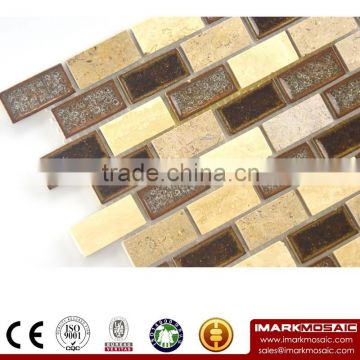 Imark Subway Backsplash Tile Mix Crackle Ceramic Mosaic Mix Yellow Travertine Marble Mosaic Stone Mosaic Tile For Kitchen Wall T