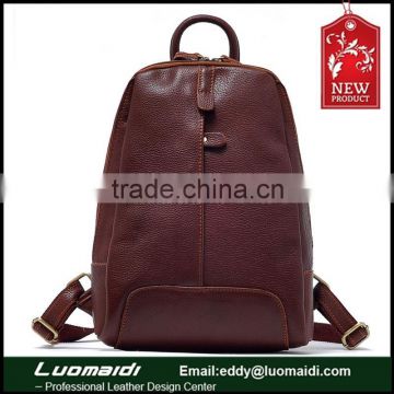 Hot sale retro genuine cowhide leather female backpack,lady travel bag shoulder bag handcraft manufacturing