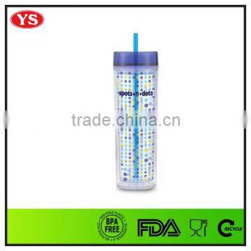 16oz plastic personalized drink tumbler with straw