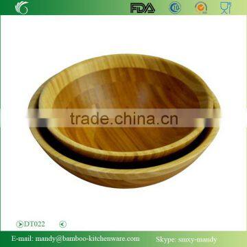 Round Bamboo Bowl for Salad with decorated tripe