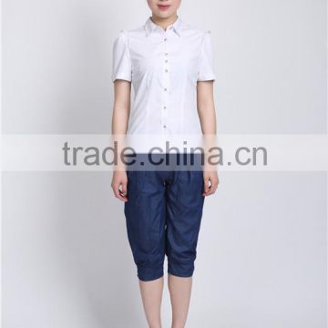 Bamboo Office Lady Ruffles Formal Tops Fit Natural Fiber Stylish Formal Shirts For Girls