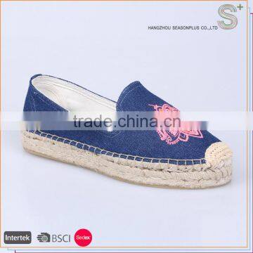 Top selling 2016 new design embroidered espadrille manufacturer