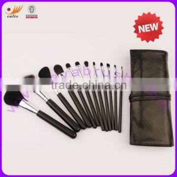Hot sale 12pcs Travel makeup brush set in black pouch