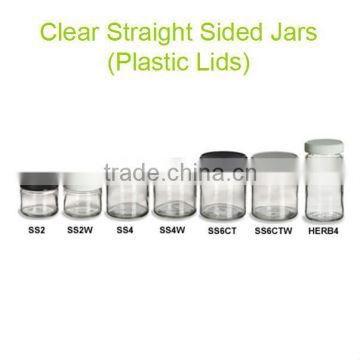 Clear Straight Sided Glass Bottle With Cap