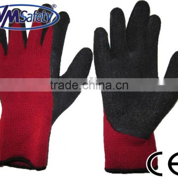 NMSAFETY acrylic liner with nappy dipped latex gloves on palm and thumb work gloves winter use
