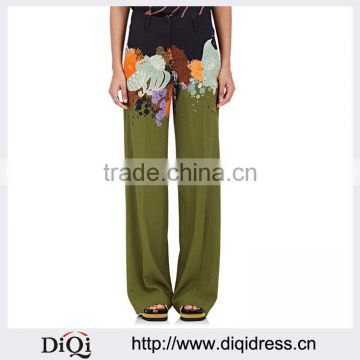 Customized Lady's Apparel Casual Soft Floral Printed Wide-leg Pants(DQM012P)