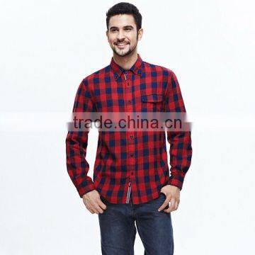 Custom Men Flannel Plaid Black And Red Check Casual Shirt