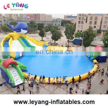 inflatable land big Water Park, big pool with slide