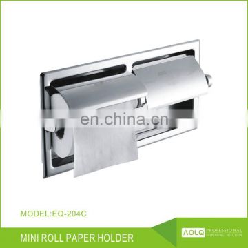 Wall mounted hotel paper holder for twin rolls