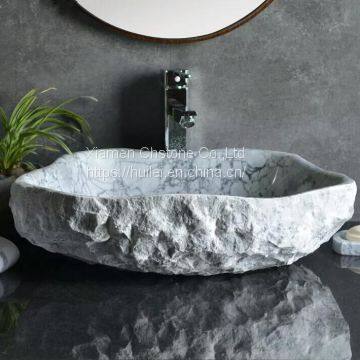 Carrara White Marble Pedestal Sinks,White Marble Wash Basins, Nature Stone Bathroom Sinks
