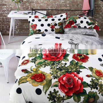 Big flower red rose printed 3d bedding sheets king size quilt cover set china duvet cover set