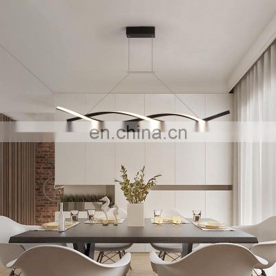 Creative Waves LED Pendant Light Fixtures Strip Curve Hanging Lamps Acrylic Dimming Pendant Lighting Home Decor
