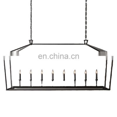 modern cage linear branch minimalist rectangular frame chandelier  retro indoor living room kitchen bedroom lighting