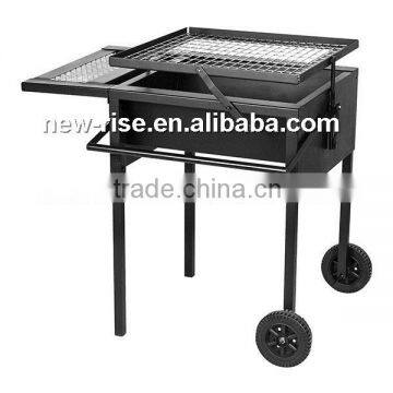 Square Charcoal Barri Wagon BBQ Barbecue Grill Height Adjustable