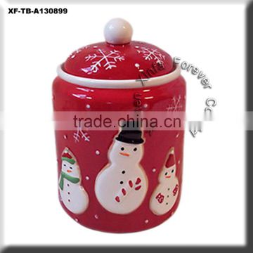 decal snowman ceramic storage jar