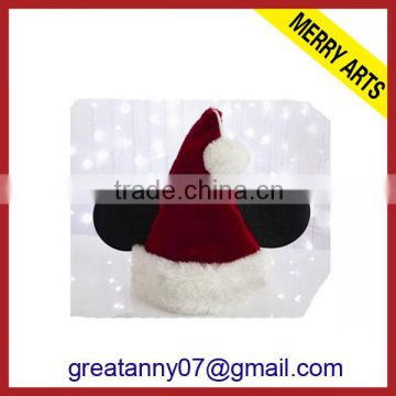 Alibaba express hot sale new x'mas design christmas hat headband mouse christmas plush santa hat wholesale