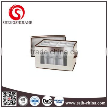 Foldable non-woven fabric storage box with grid