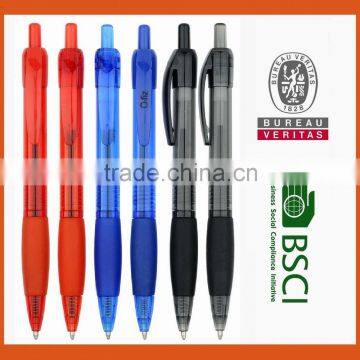 office & school supplies High Quality Promotional Plastic Ball Pen with colored transparent barrel
