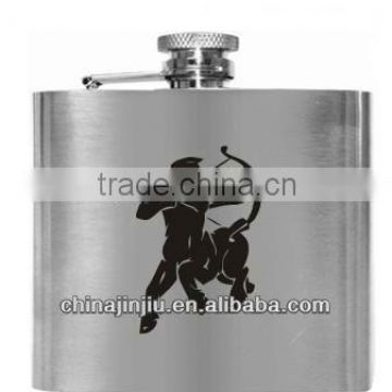 silver engraved hip flask stainless steel with silk-screen