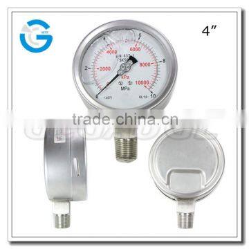 High quality all stainless steel bourdon tube liquid filled pressure meter