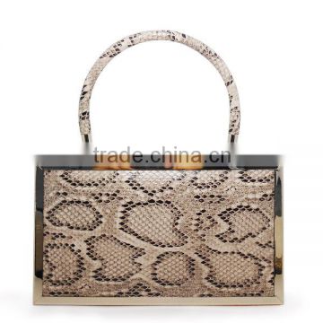 2015 new product see through ferroalloy hardbox clutch bag with frame