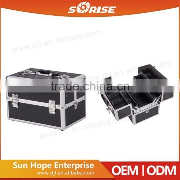 Sunrise Latest Type Aluminum Durable Black High Quality Aluminum Case with Multilayer Trays