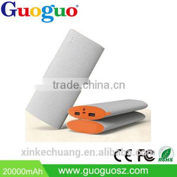 Guoguo Long Lasting OEM dual USB portable travel 20000mAh ROHS bank power for iphone7