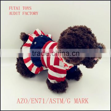 black stuffed plush dogs toys with USA Flag clothes