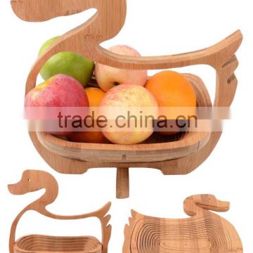 Duck Shape Fruit Basket Bamboo Wood Tray Storage Bowl Box Food Fold Kitchen Ideas Home Decor Dinner Table