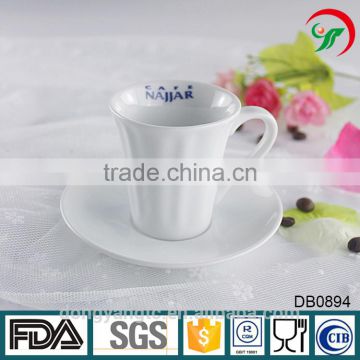 Custom logo white porcelain tea cup and saucer wholesale