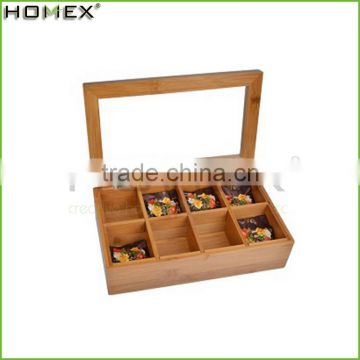 Small Bamboo Tea Bags Storage box With Lid Wholesale Tea Bags Organizer With Removeable Lid/Homex_Factory