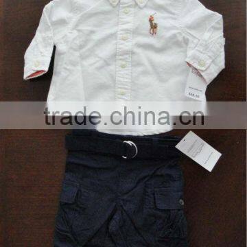 Infant Boys Toddler Pure White Oxford Shirt and Pant Set