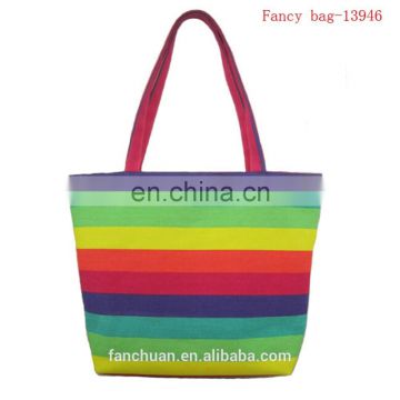 Shiny Rainbow Printed Handle Canvas Bag