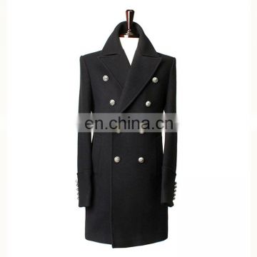 Big & Tall Double-Breasted Long Military Style Peacoats For Men