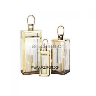 luxury gold plated candle lantern