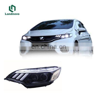 Landnovo new design auto body parts led head lamp for honda fit jazz 14-19 led light headlight headlamp