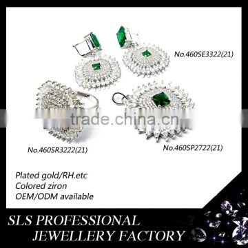chinese imitation jewellery factory handmade silver jewelry set color stone diamond jewellery