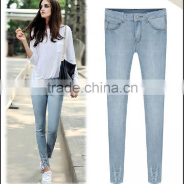 Best selling New European style fashion women jeans Slim thin sexy girls' all denim jeans