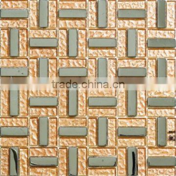8mm thickness square home decorative glass and metal mosaic tile