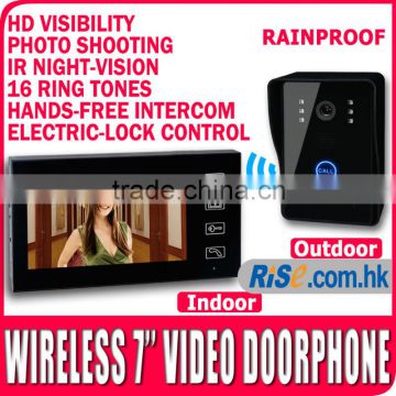 Color Video Handsfree Intercom Camera IR Night Vision 7" Wireless Door Phone Bell
