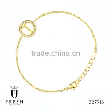 327913 T Letter Gold Plated Bracelet - Wholesale Gold Plated Jewellery, Gold Plated Jewellery Manufacturer, CZ Cubic Zircon AAA