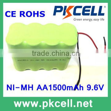 Factory Promotional CE ROHS approvals 9.6V AA1500mAh NiMH attery Pack , Nimh rechargeable batteries